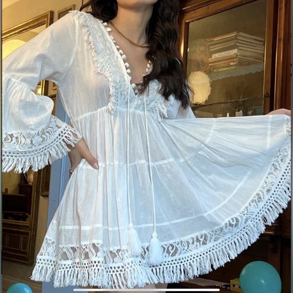 Antica Sartoria Dresses & Skirts - Antica Santoria by Giacomo Cinque White Bohemian Short Dress Fits S